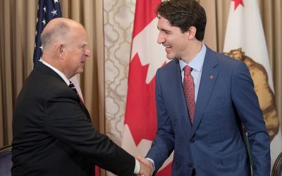 California Governor Brown Meets with Canada Prime Minister Trudeau in San Francisco