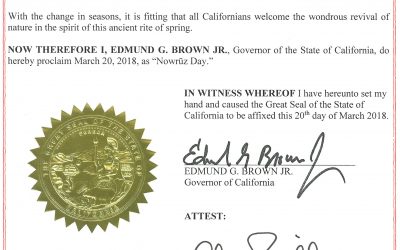 Governor Brown Issues Proclamation Declaring  Nowrūz Day